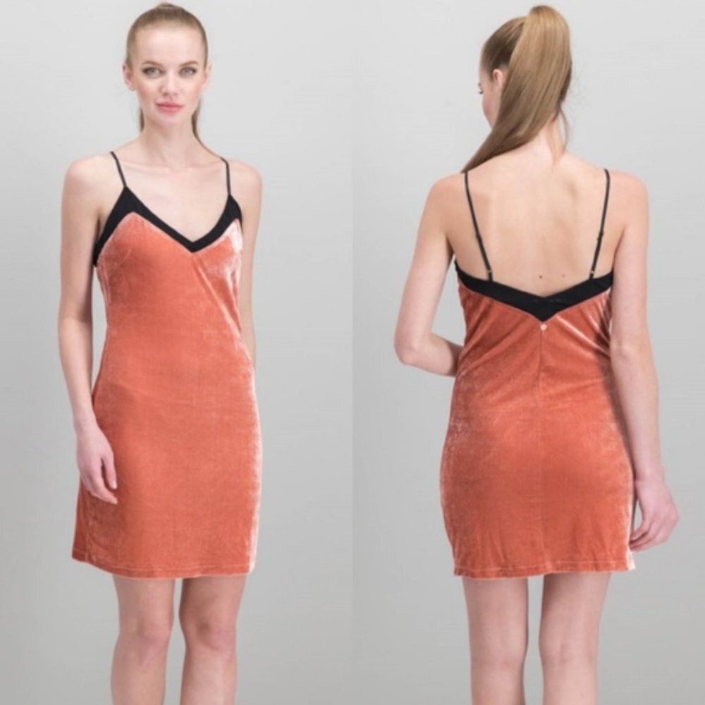 VOLCOM Velvet Cami Slip Mini Dress Mesh Vneck 90s Y2K Skater Vibes